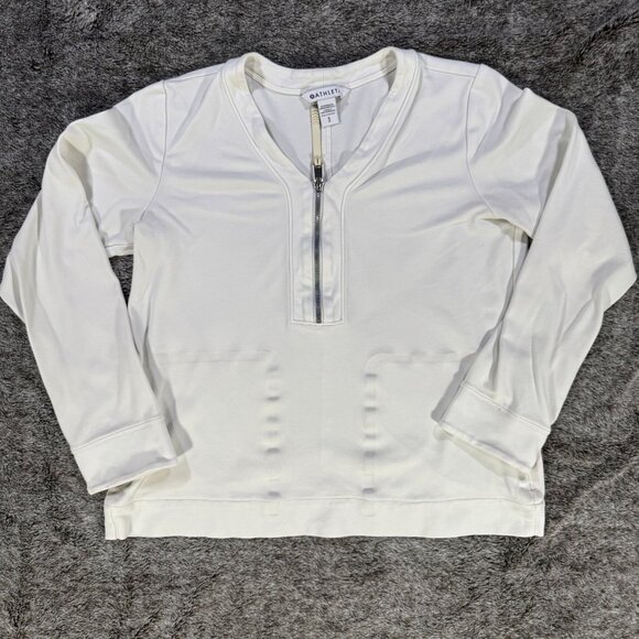 Athleta Eastbound Half Zip Sweater Sz S Off White - Picture 2 of 9